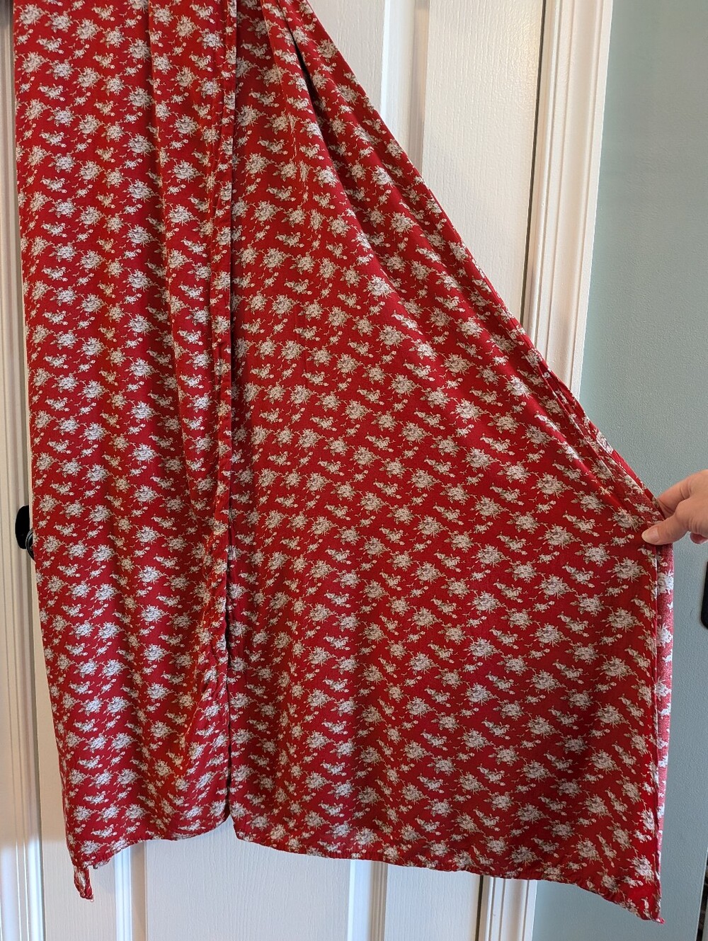 Natural Life Sophia Ditsy Floral Wrap Maxi Dress Red Country Cottagecore Size M - Picture 6 of 15